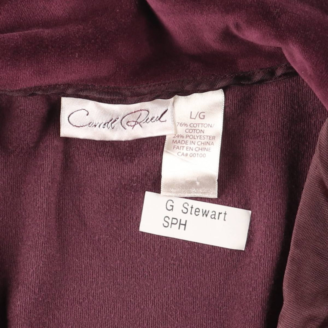 Carroll Reed Velour Jersey Track Jacket, Women's Size L cotton wine-red Vintage Second Hand