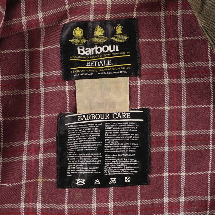 Barbour Bedale (old 3-warrant) waxed cotton oiled jacket, made in England, men's size XL, vintage. cotton navy blue type Vintage Second Hand
