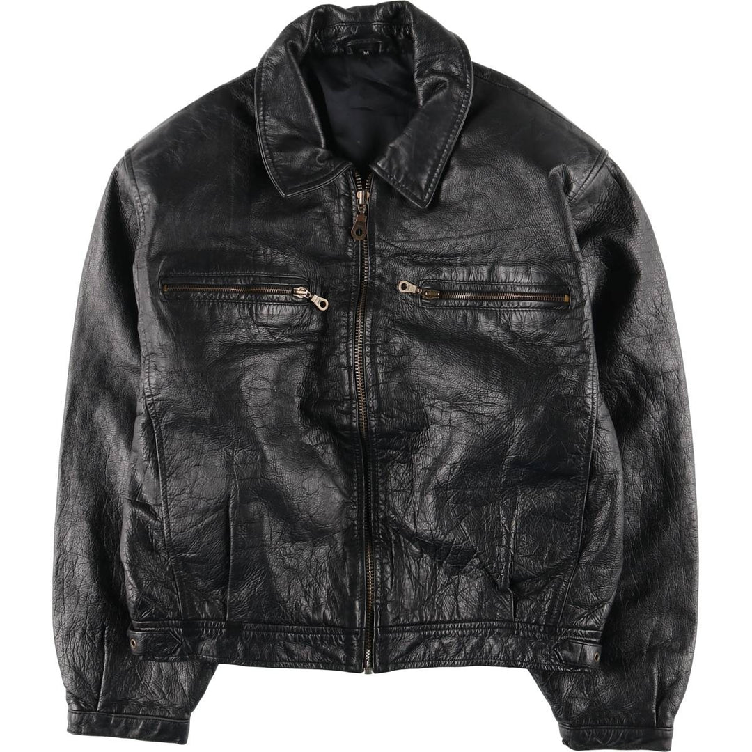 Leather blouson, men's size M genuine leather black type Vintage Second Hand