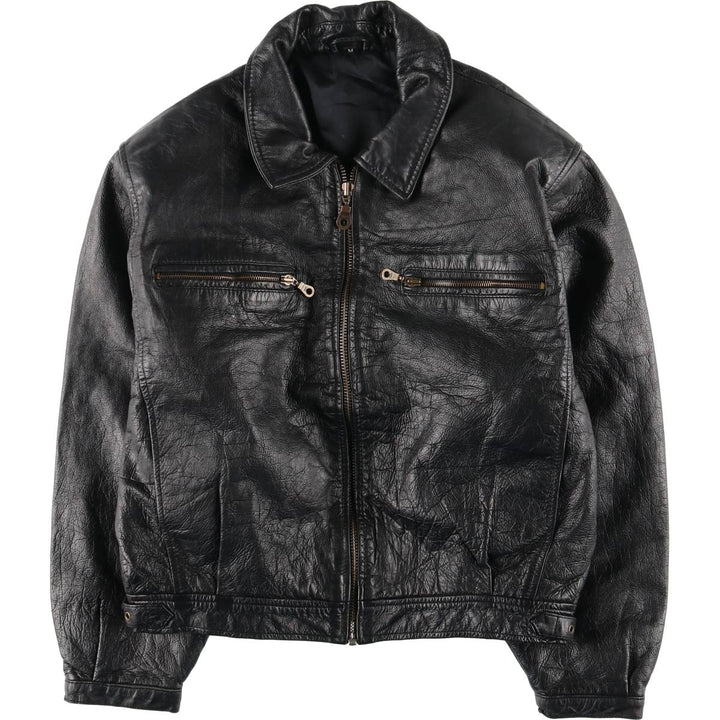 Leather blouson, men's size M genuine leather black type Vintage Second Hand