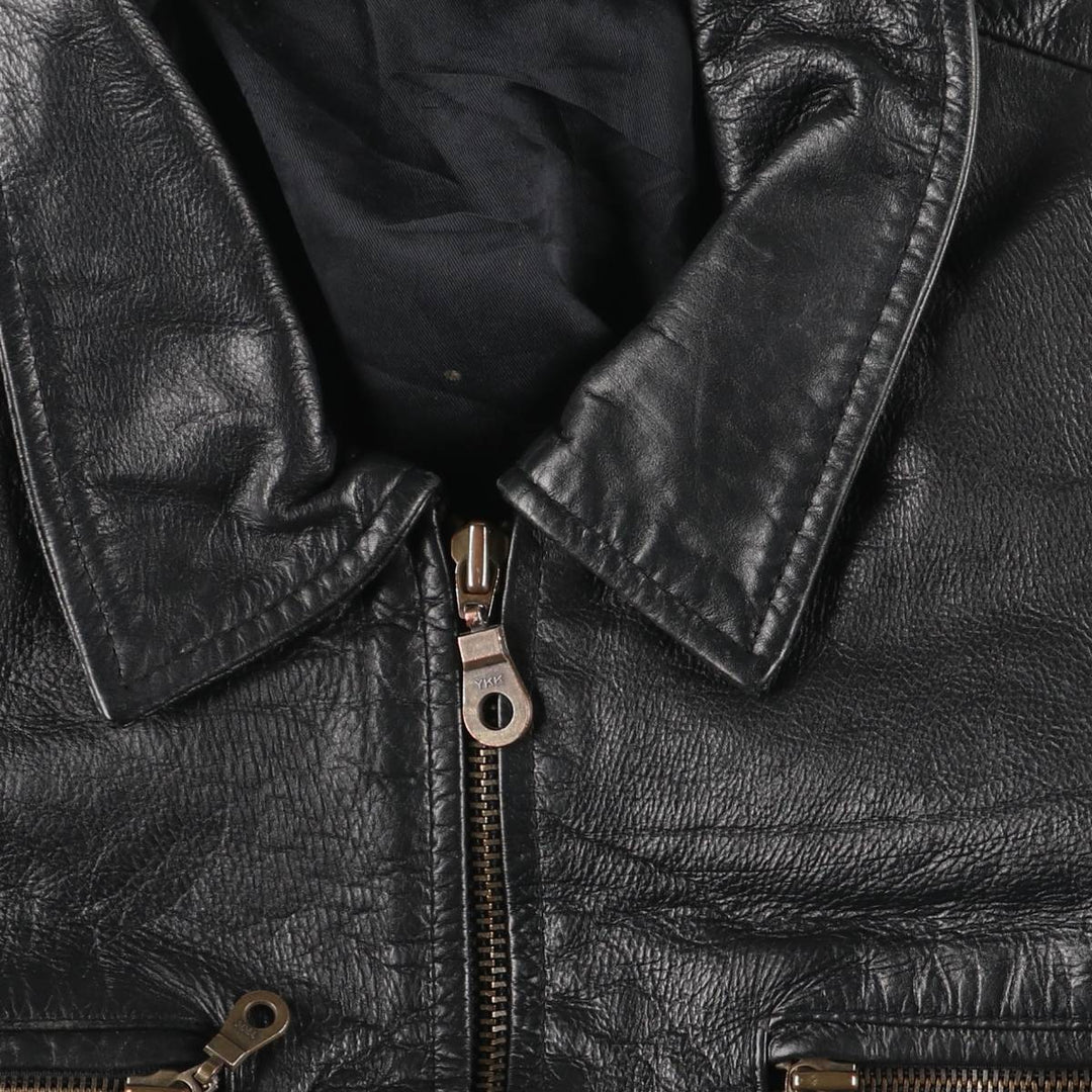 Leather blouson, men's size M genuine leather black type Vintage Second Hand