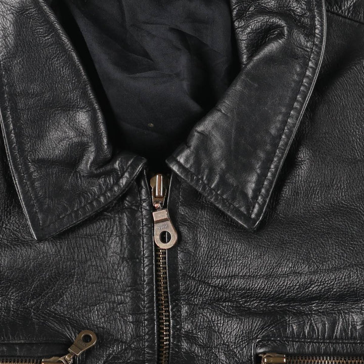 Leather blouson, men's size M genuine leather black type Vintage Second Hand