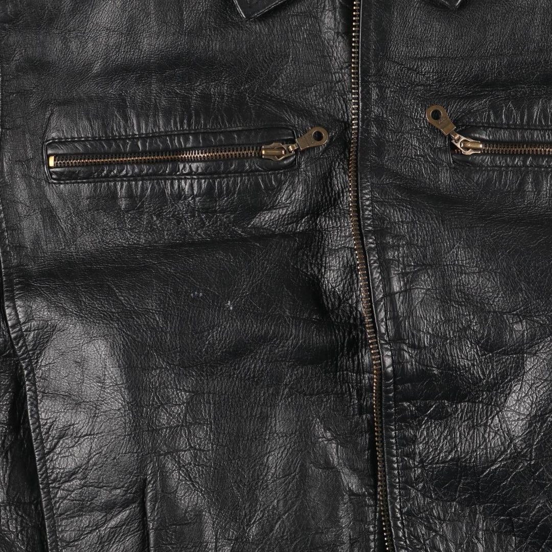 Leather blouson, men's size M genuine leather black type Vintage Second Hand