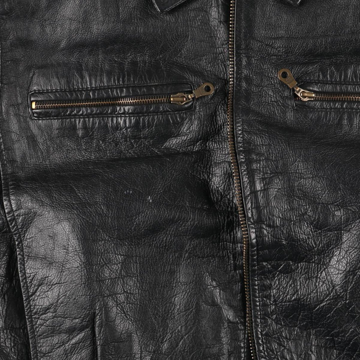 Leather blouson, men's size M genuine leather black type Vintage Second Hand
