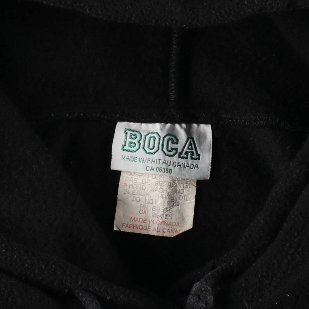 BOCA Fleece Pullover Hoodie, Made in Canada, Men's Size XL (equivalent), Vintage polyester black type Vintage Second Hand