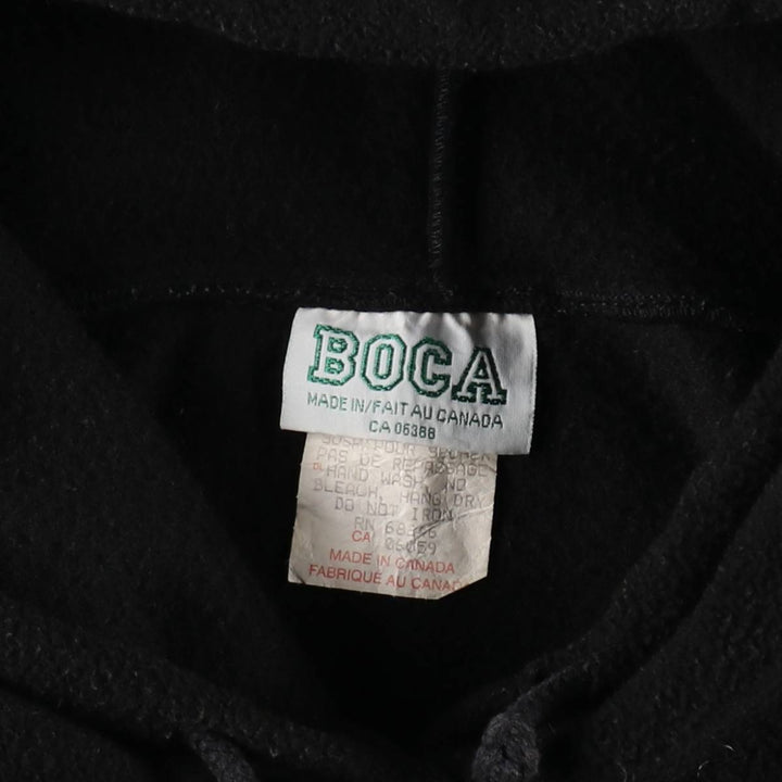 BOCA Fleece Pullover Hoodie, Made in Canada, Men's Size XL (equivalent), Vintage polyester black type Vintage Second Hand