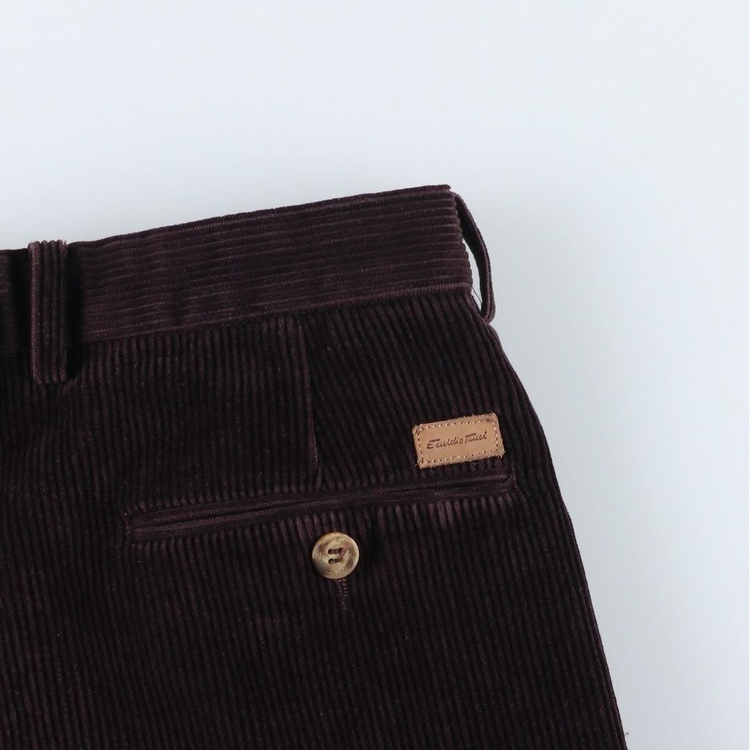 Emidio Tucci Two-pleat Corduroy Pants, Men's, Size W33 cotton brown type Vintage Second Hand