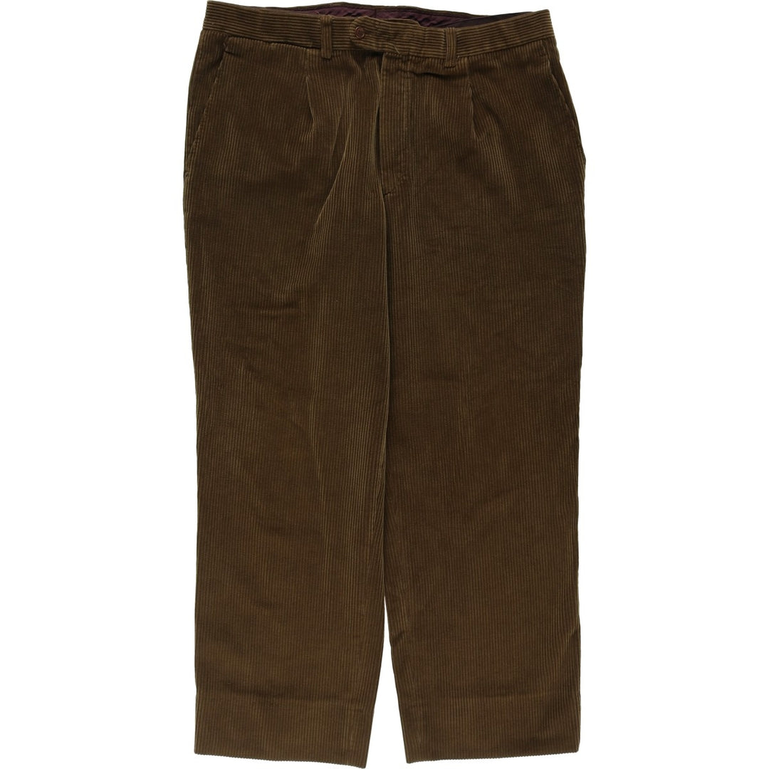 Emidio Tucci One-Tuck Corduroy Pants, Men's Size 36 cotton Khaki type brown Vintage Second Hand
