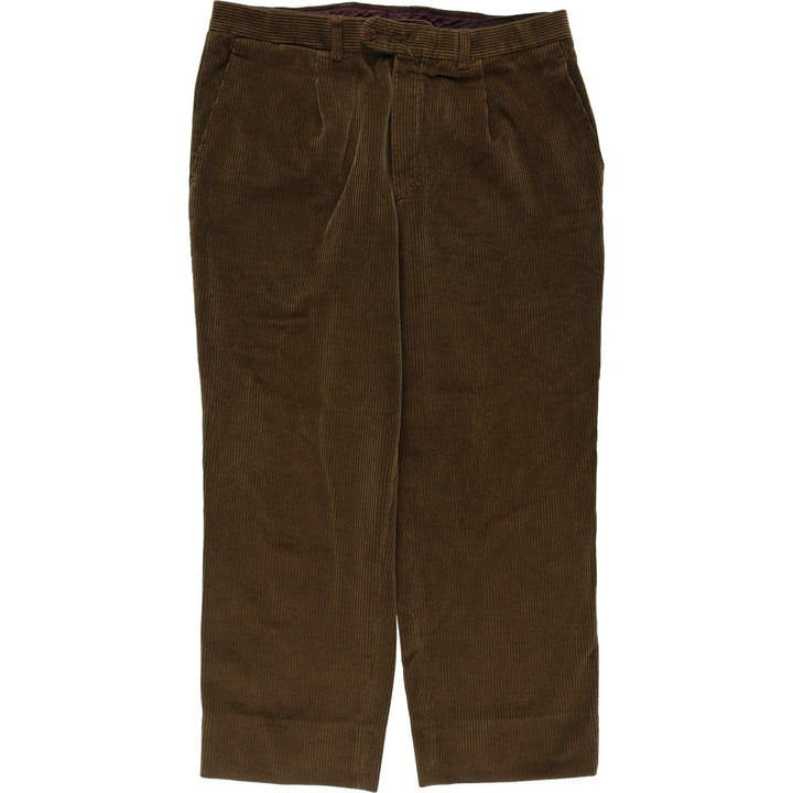 Emidio Tucci One-Tuck Corduroy Pants, Men's Size 36 cotton Khaki type brown Vintage Second Hand