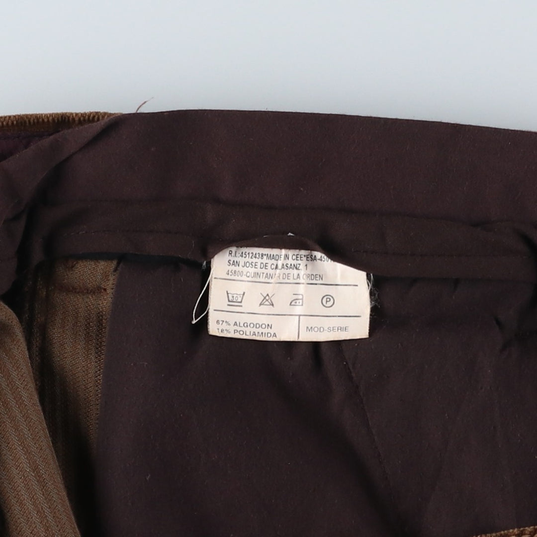 Emidio Tucci One-Tuck Corduroy Pants, Men's Size 36 cotton Khaki type brown Vintage Second Hand