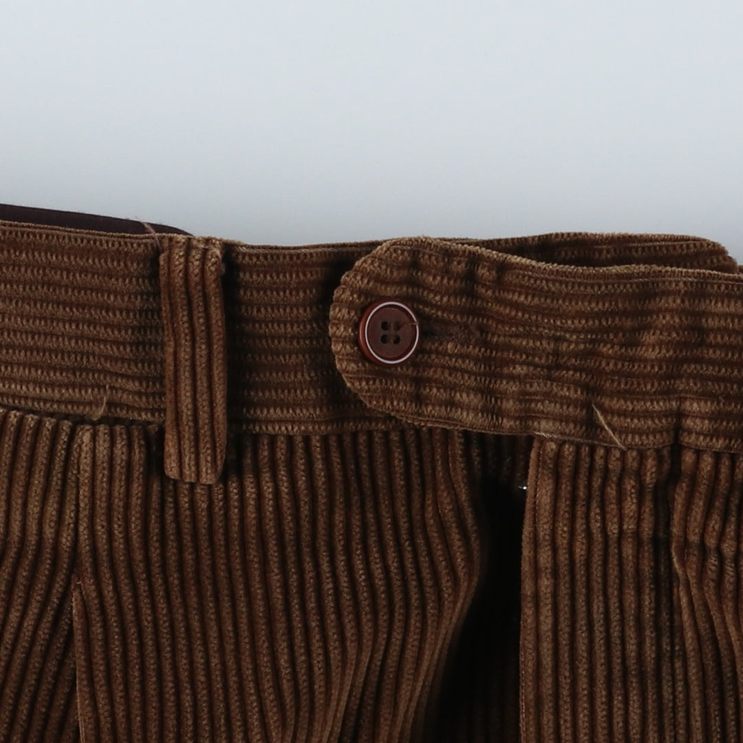 Emidio Tucci One-Tuck Corduroy Pants, Men's Size 36 cotton Khaki type brown Vintage Second Hand