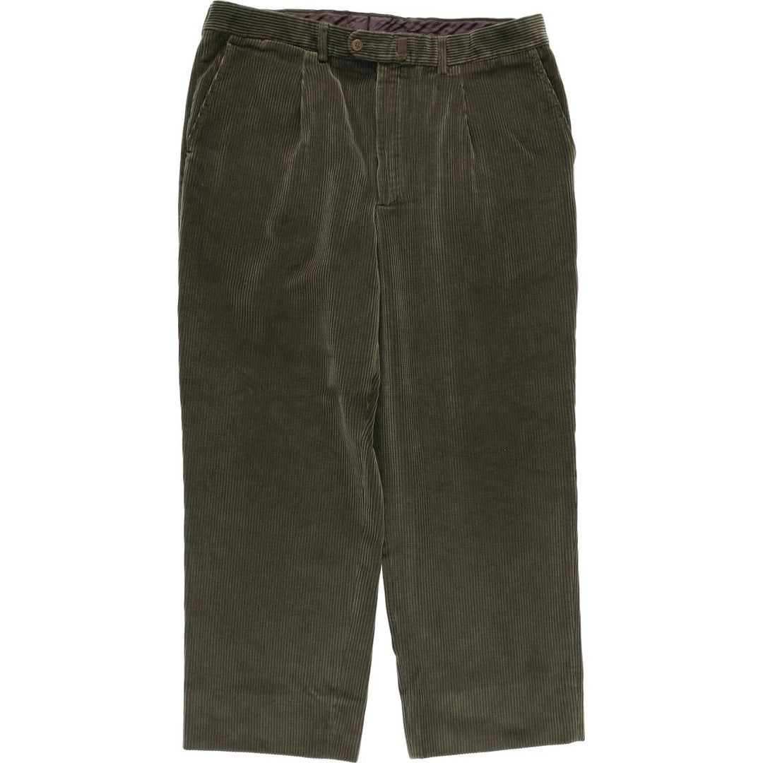 Emidio Tucci One-Tuck Corduroy Pants, Men's Size 36 cotton dark green Vintage Second Hand