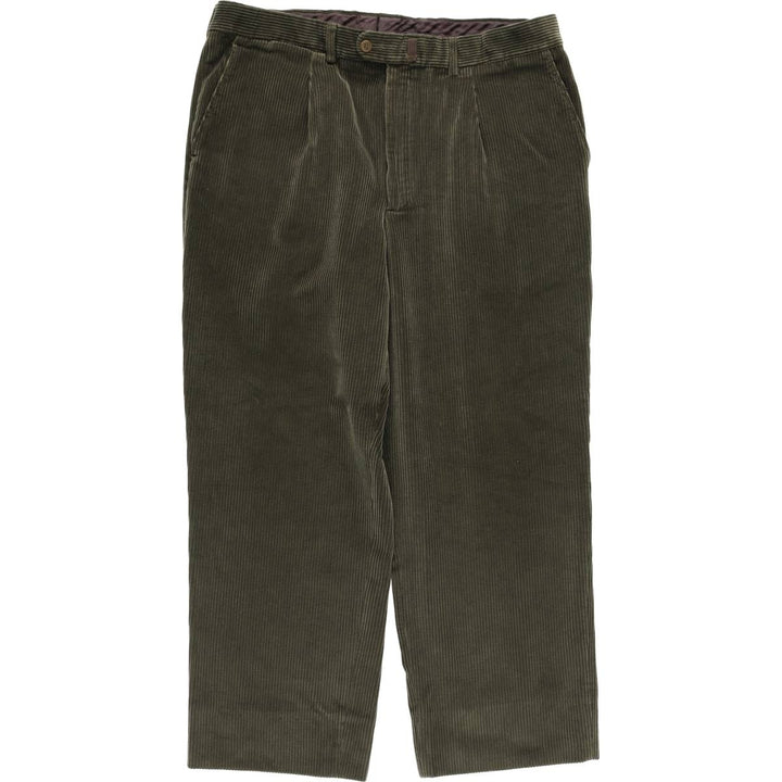 Emidio Tucci One-Tuck Corduroy Pants, Men's Size 36 cotton dark green Vintage Second Hand