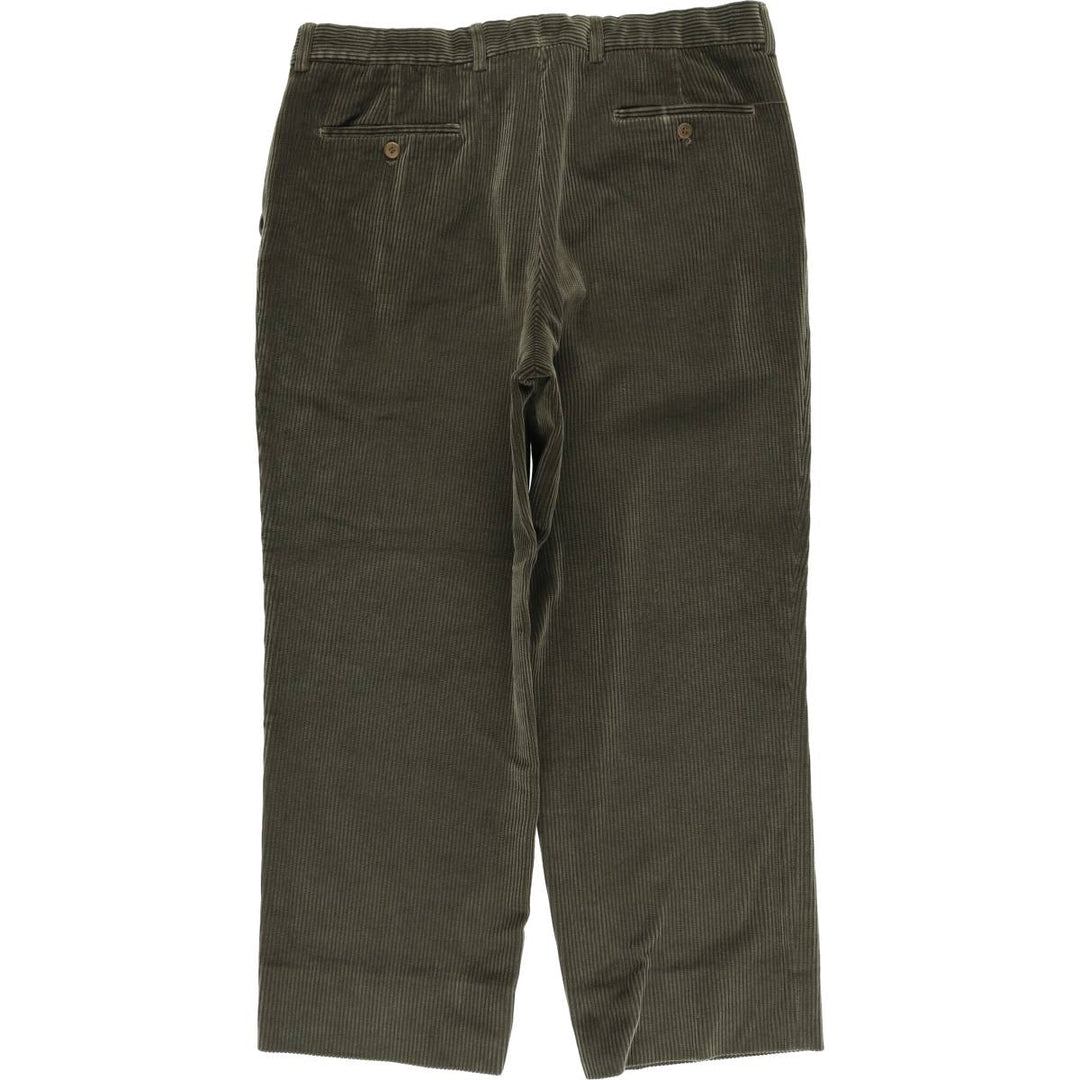 Emidio Tucci One-Tuck Corduroy Pants, Men's Size 36 cotton dark green Vintage Second Hand