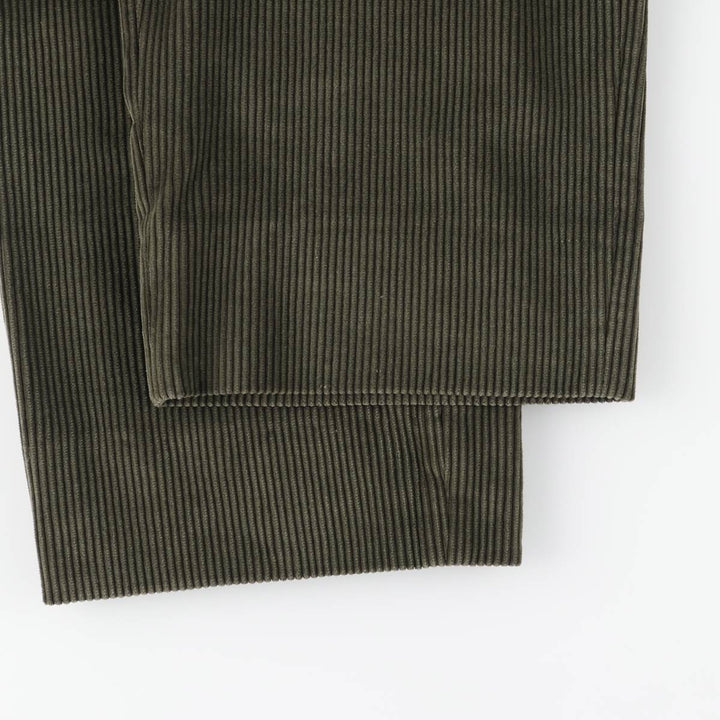 Emidio Tucci One-Tuck Corduroy Pants, Men's Size 36 cotton dark green Vintage Second Hand
