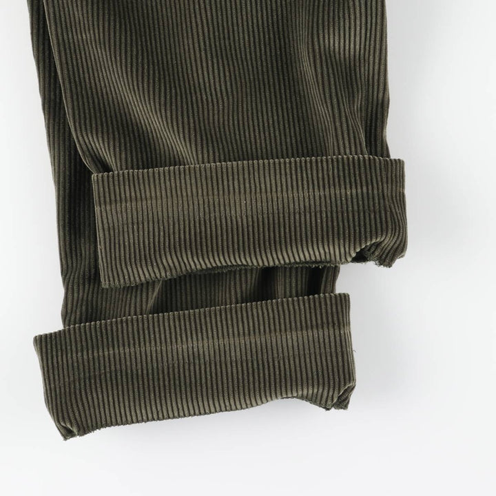 Emidio Tucci One-Tuck Corduroy Pants, Men's Size 36 cotton dark green Vintage Second Hand
