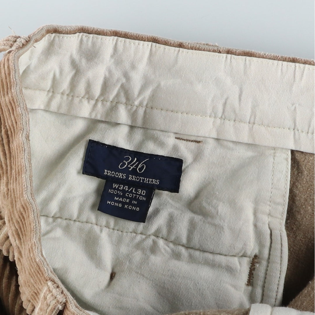Brooks Brothers 346 Two-Pleated Corduroy Pants, Men's, Size W34 cotton Beige type Vintage Second Hand