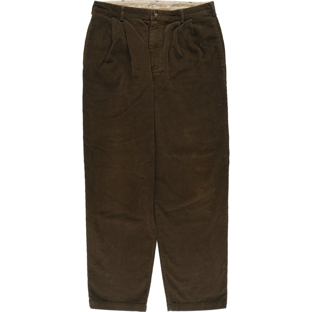 90s-00'S LLBean Two-pleat Corduroy Pants, Men's, Size W34 cotton brown type Vintage Second Hand