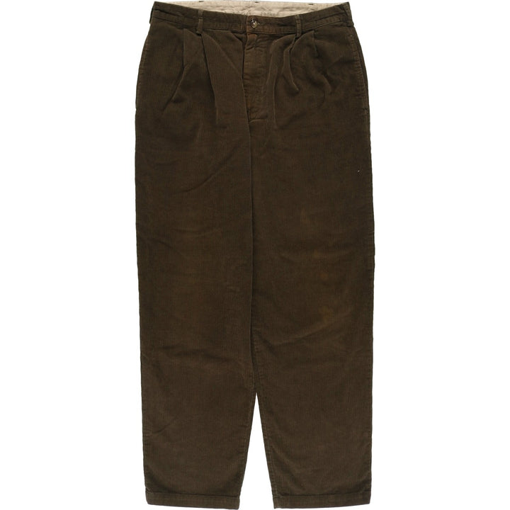 90s-00'S LLBean Two-pleat Corduroy Pants, Men's, Size W34 cotton brown type Vintage Second Hand