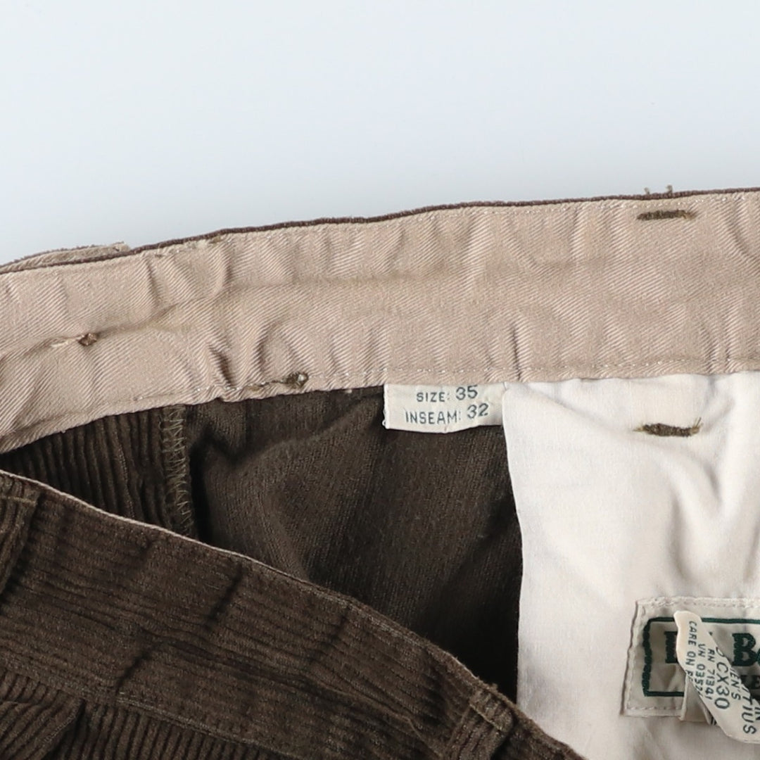 90s-00'S LLBean Two-pleat Corduroy Pants, Men's, Size W34 cotton brown type Vintage Second Hand
