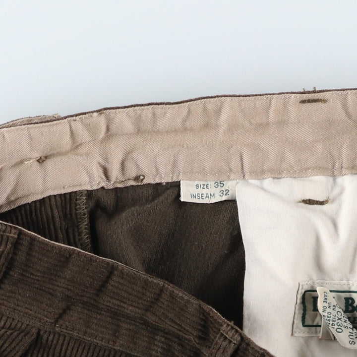 90s-00'S LLBean Two-pleat Corduroy Pants, Men's, Size W34 cotton brown type Vintage Second Hand