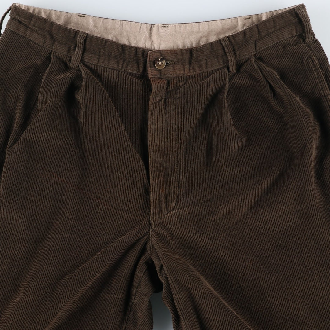 90s-00'S LLBean Two-pleat Corduroy Pants, Men's, Size W34 cotton brown type Vintage Second Hand