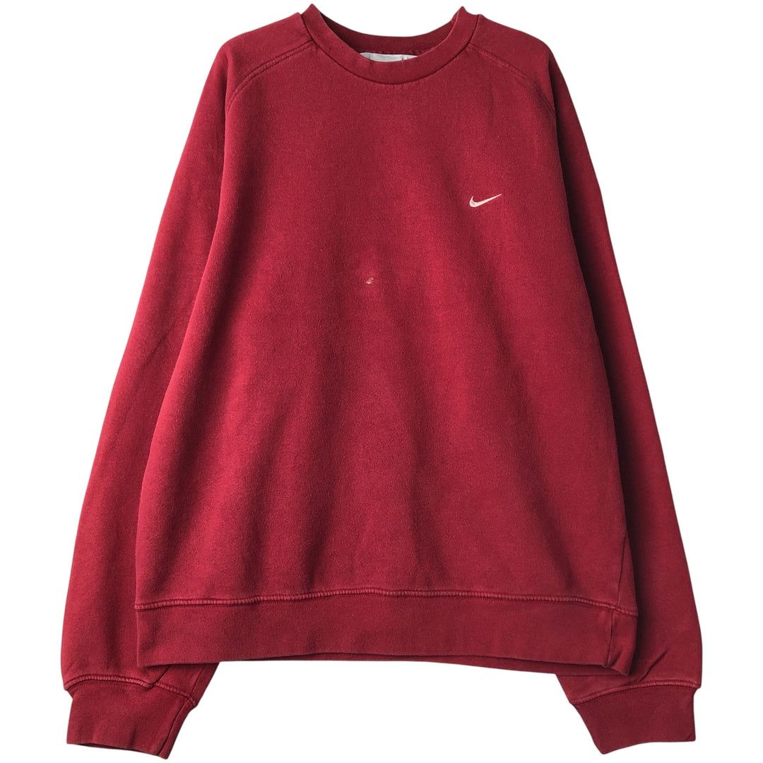 00'S Nike One Point Logo Sweatshirt Trainer Men's L size cotton Red type red-purple Vintage Second Hand