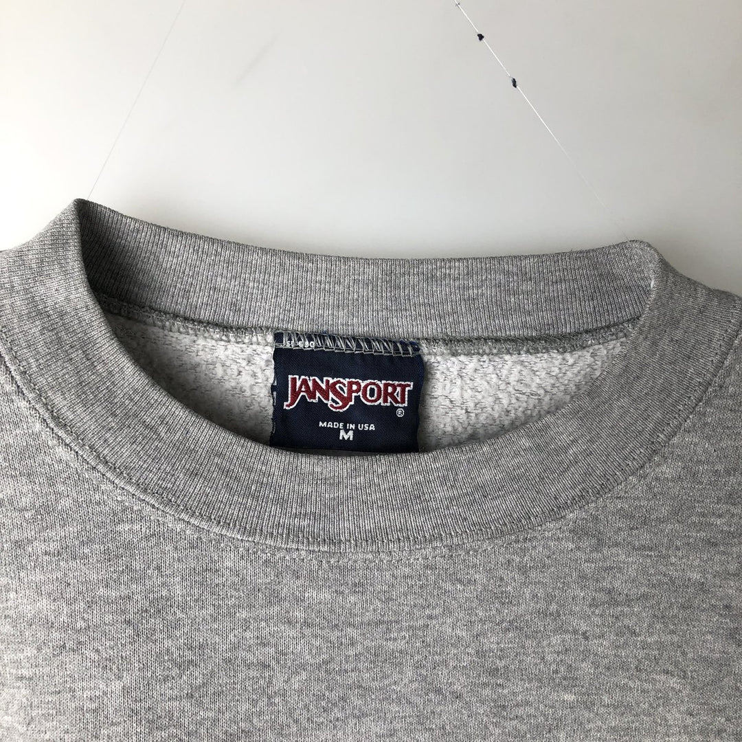 90'S Jansport College Sweatshirt, Made in USA, Men's M, Vintage cotton gray type Vintage Second Hand