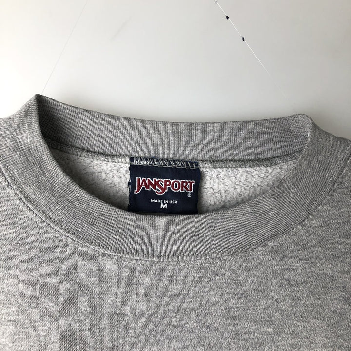 90'S Jansport College Sweatshirt, Made in USA, Men's M, Vintage cotton gray type Vintage Second Hand