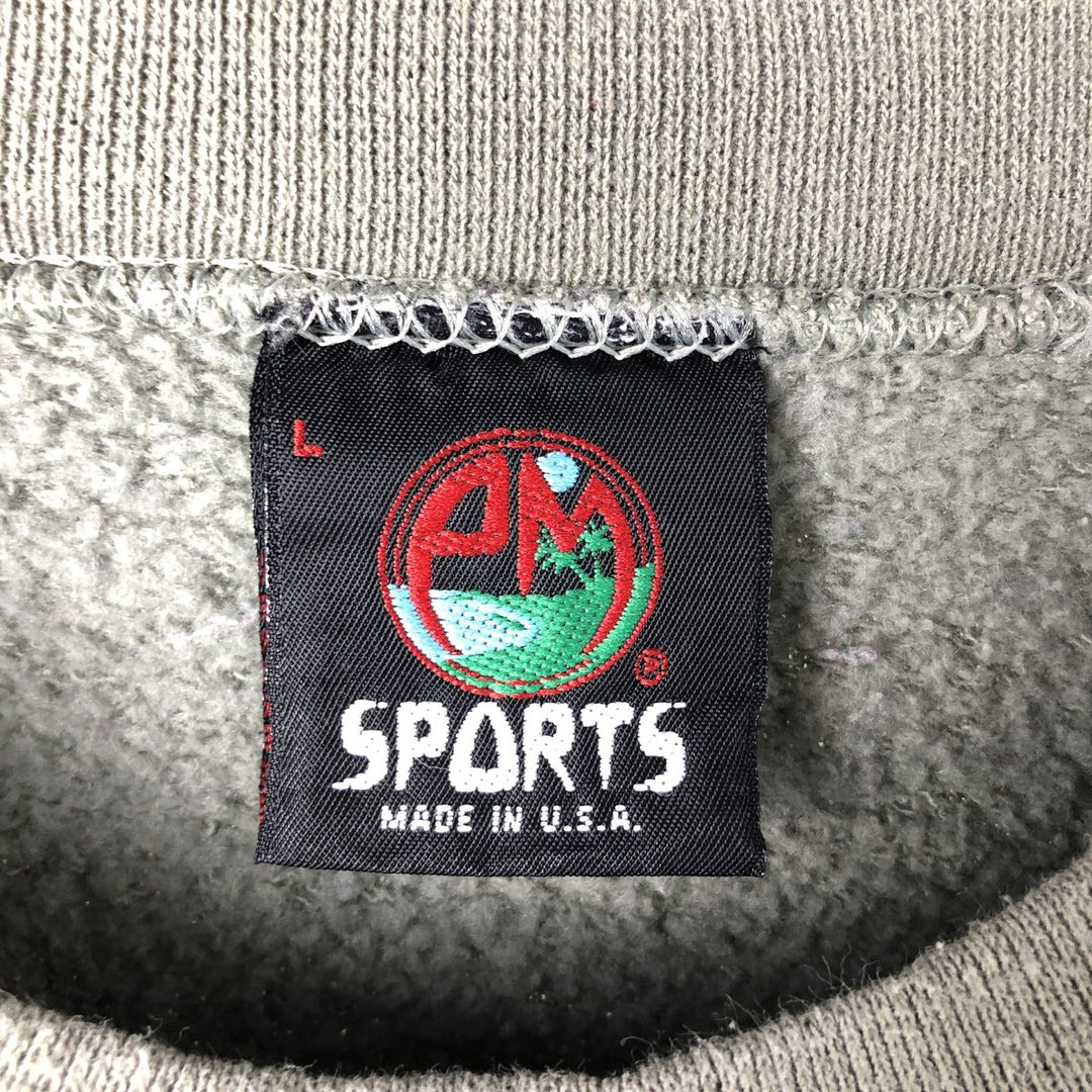 1990'S PM SPORTS Notre Dame Fighting Irish College Sweatshirt, Men's Size L polyester Khaki type sage green Vintage Second Hand