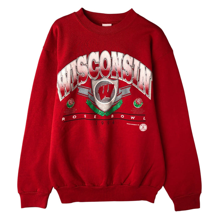 90'S University of Wisconsin College Sweatshirt, Made in USA, Vintage, Men's Size Medium polyester red type Vintage Second Hand