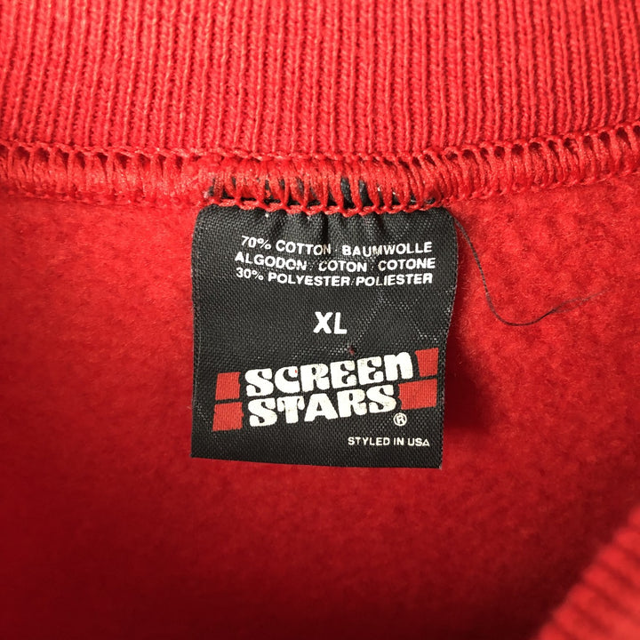 Vintage 90'S SCREEN STARS college sweatshirt, men's size XL cotton red type Vintage Second Hand