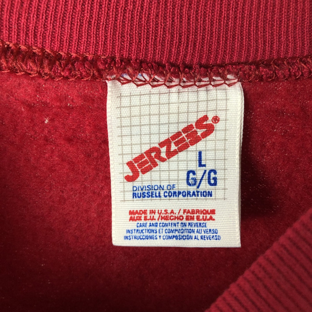 80s-90'S Jerzees College Sweatshirt, Made in USA, Men's Size L, Vintage cotton red type Vintage Second Hand