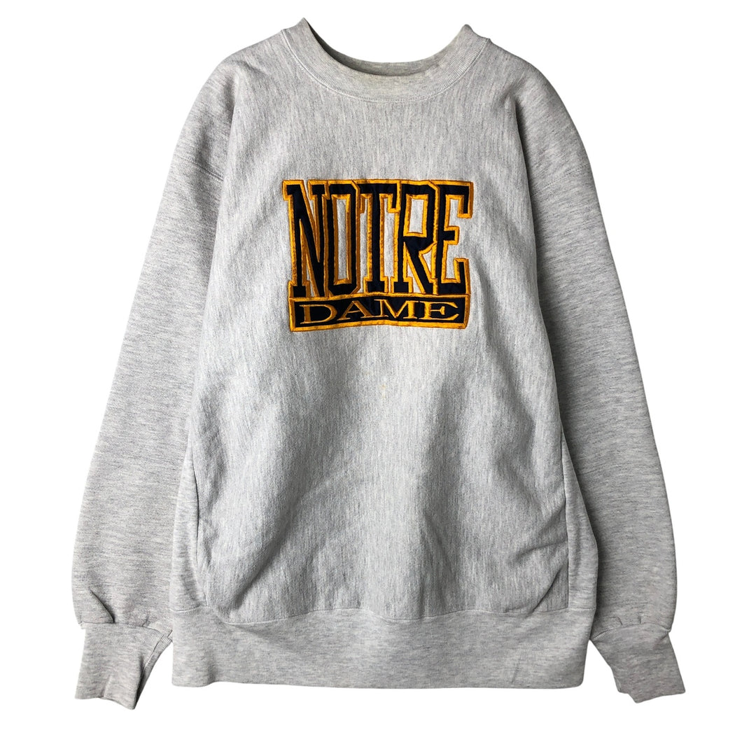 Vintage 90'S Crable Sportswear Notre Dame University College Sweatshirt, Made in USA, Men's Size XL cotton gray type Vintage Second Hand