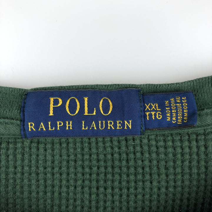 Ralph Lauren POLO RALPH LAUREN Thermal Long T-shirt Waffle Men's XXL cotton Green type dark green Vintage Second Hand
