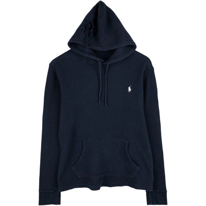 Ralph Lauren POLO RALPH LAUREN Hooded Thermal Long T-Shirt Waffle Men's M cotton navy blue type Vintage Second Hand