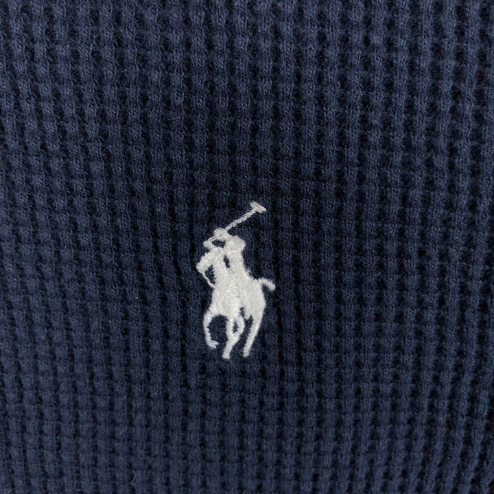 Ralph Lauren POLO RALPH LAUREN Hooded Thermal Long T-Shirt Waffle Men's M cotton navy blue type Vintage Second Hand