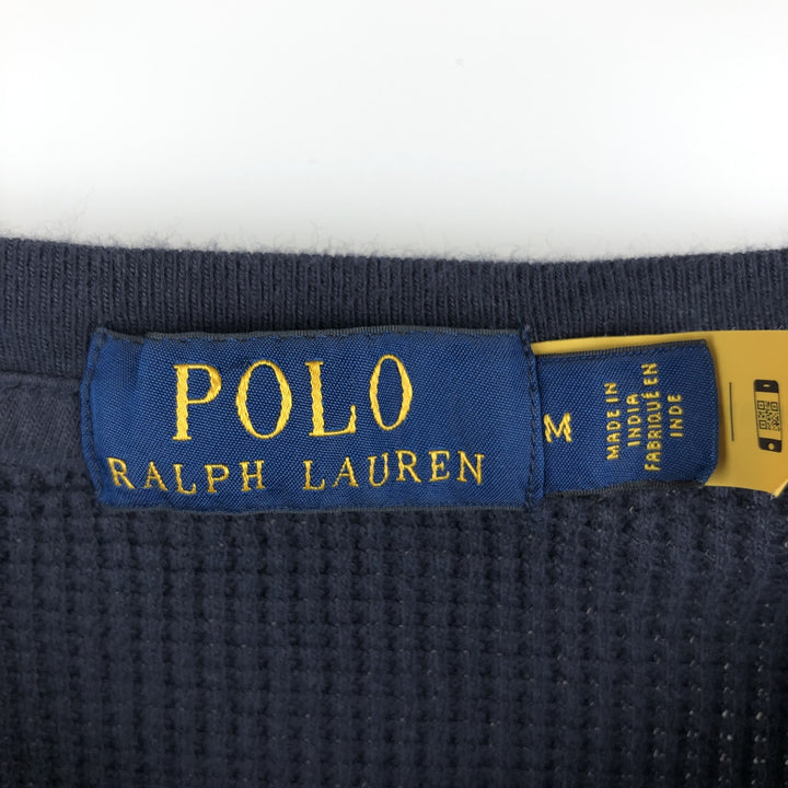 Ralph Lauren POLO RALPH LAUREN Thermal Long T-shirt Waffle Men's M size cotton black type Vintage Second Hand