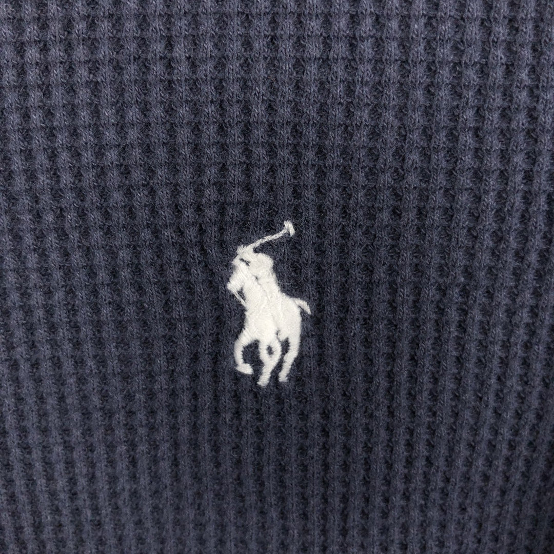 Ralph Lauren POLO RALPH LAUREN Thermal Long T-shirt Waffle Men's M size cotton black type Vintage Second Hand