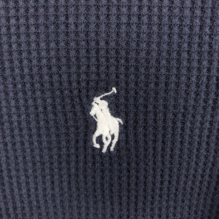 Ralph Lauren POLO RALPH LAUREN Thermal Long T-shirt Waffle Men's M size cotton black type Vintage Second Hand