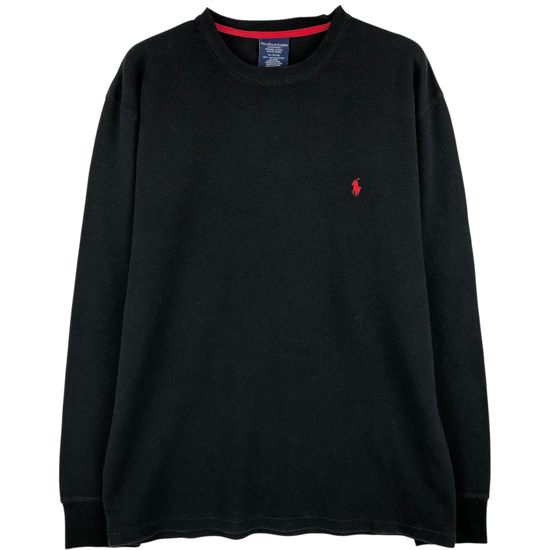 Ralph Lauren POLO RALPH LAUREN SLEEPWEAR Thermal Long T-shirt Waffle Men's XL cotton black type Vintage Second Hand