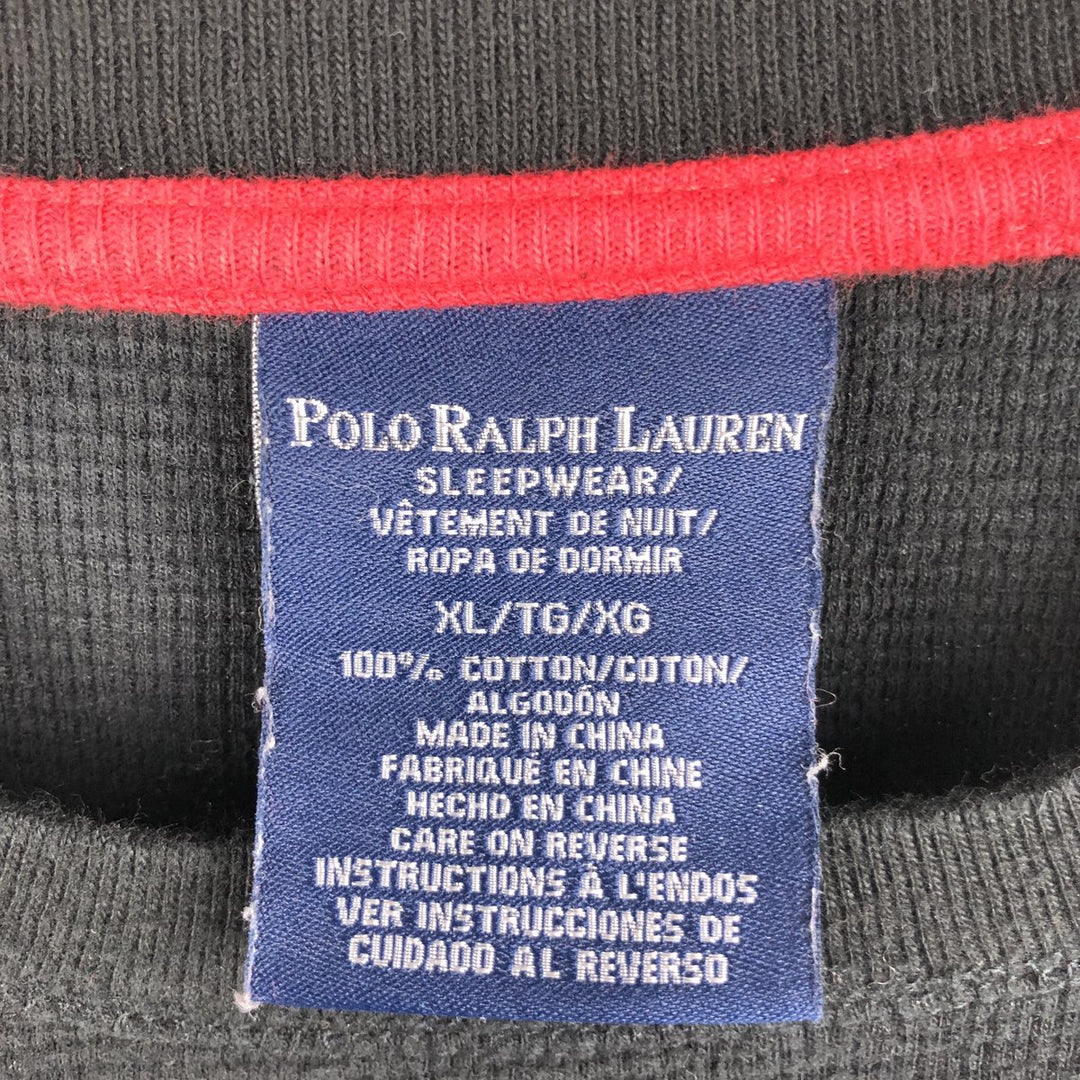 Ralph Lauren POLO RALPH LAUREN SLEEPWEAR Thermal Long T-shirt Waffle Men's XL cotton black type Vintage Second Hand