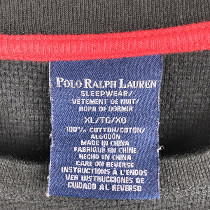 Ralph Lauren POLO RALPH LAUREN SLEEPWEAR Thermal Long T-shirt Waffle Men's XL cotton black type Vintage Second Hand