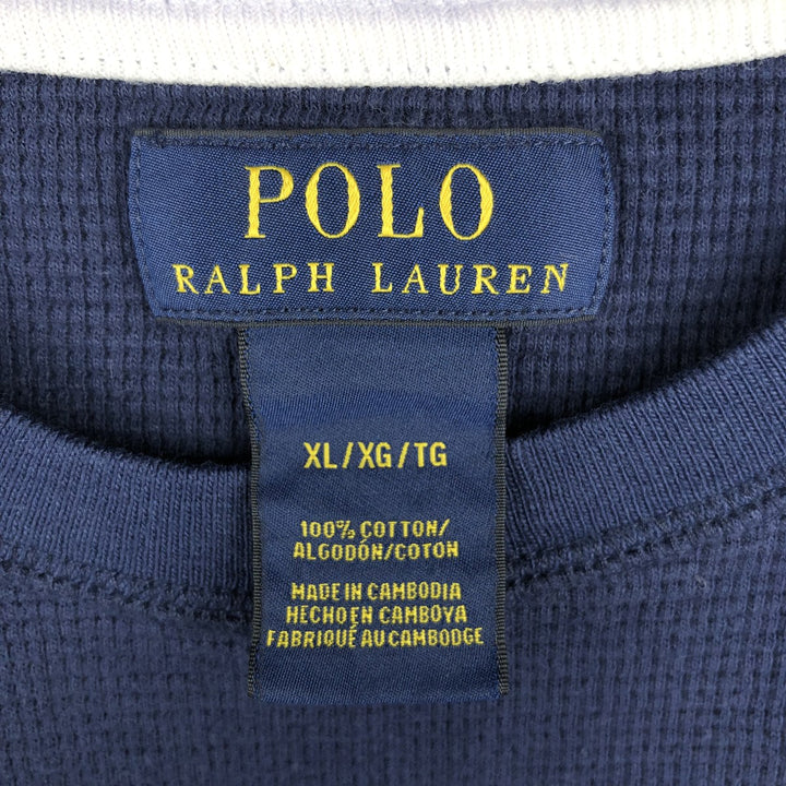 Ralph Lauren POLO RALPH LAUREN Thermal Long T-shirt Waffle Men's XL cotton navy blue type Vintage Second Hand