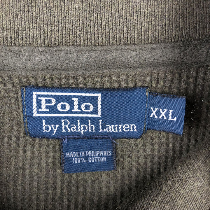Ralph Lauren POLO by Ralph Lauren Half-Button Thermal Long T-Shirt, Waffle, Men's XXL cotton Khaki type Vintage Second Hand
