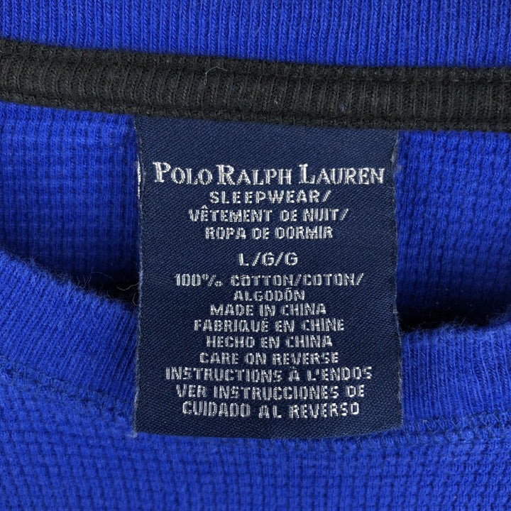 Ralph Lauren POLO RALPH LAUREN SLEEPWEAR Thermal Long T-shirt Waffle Men's L size cotton blue type Vintage Second Hand