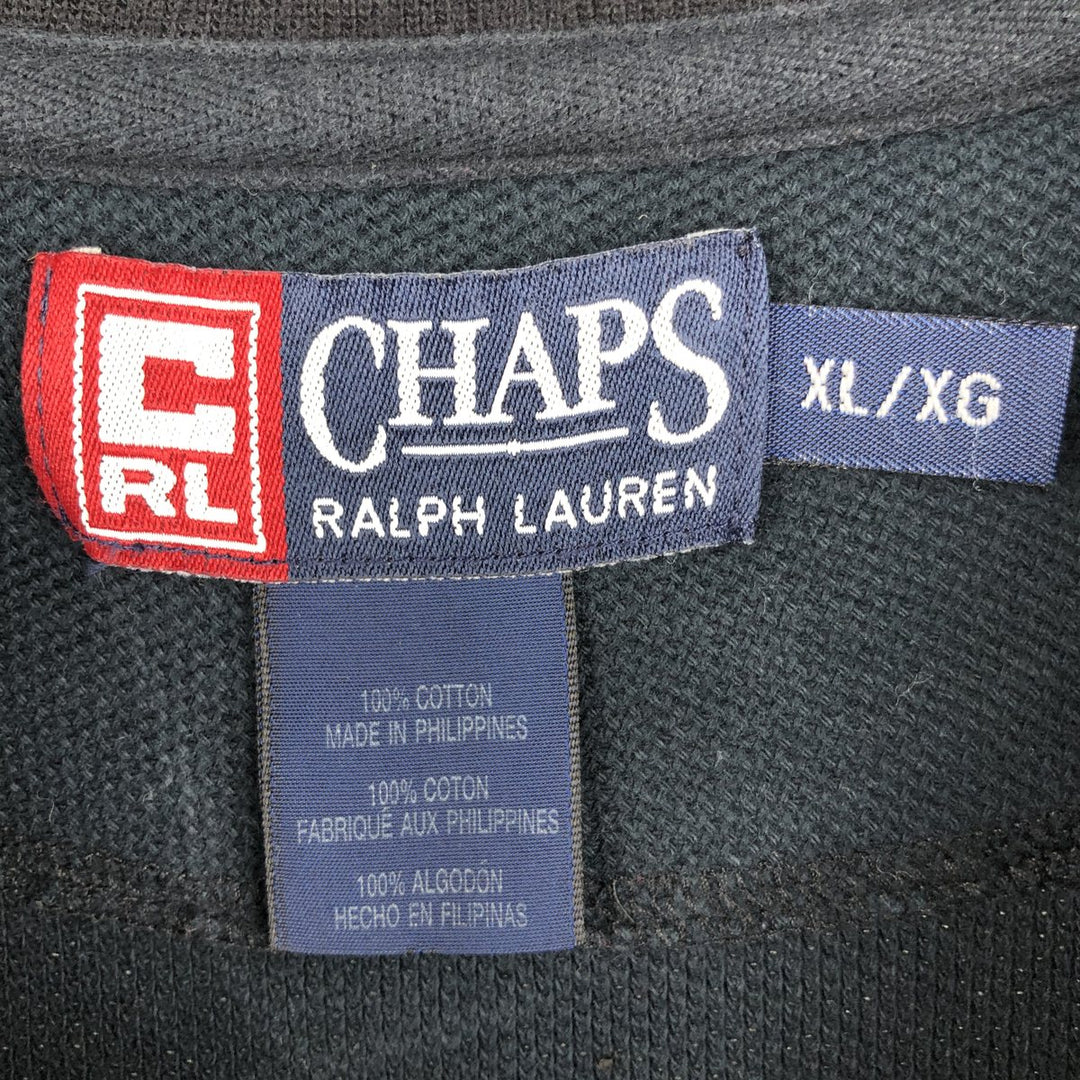 Ralph Lauren CHAPS V-neck thermal long T-shirt, men's size XL cotton navy blue type Vintage Second Hand