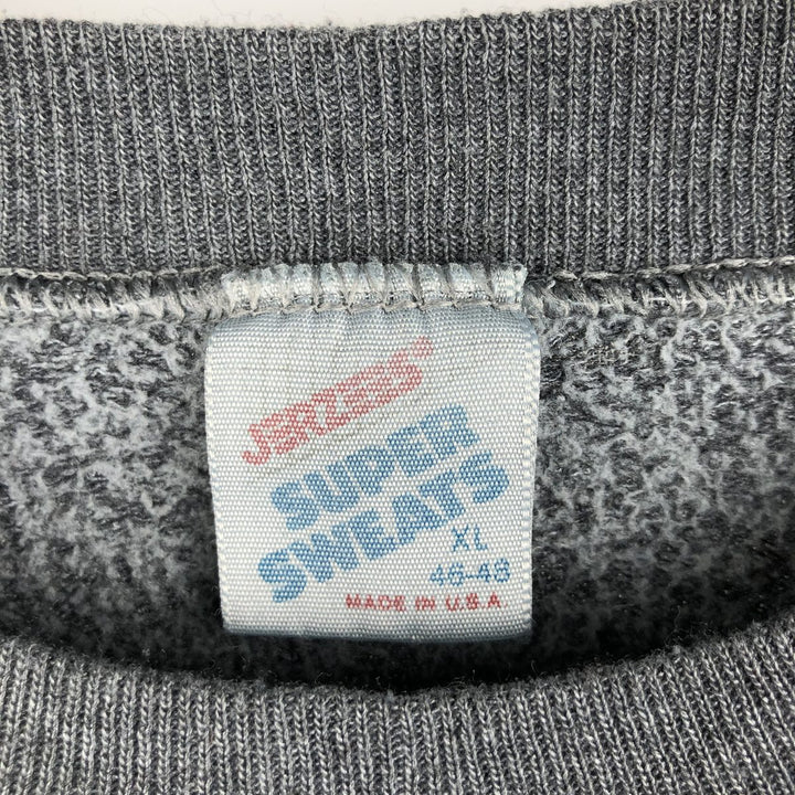 Vintage 80s-90'S Jerzees Super Sweats college sweatshirt, made in the USA, men's size XL polyester gray type Vintage Second Hand