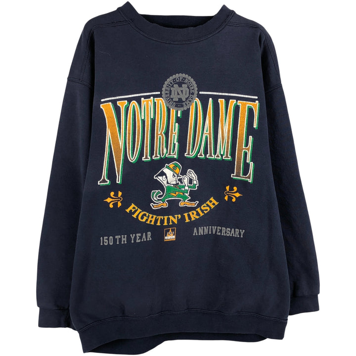 TEAM EDITION Notre Dame Fighting Irish College Character Sweatshirt, Made in USA cotton navy blue type Vintage Second Hand