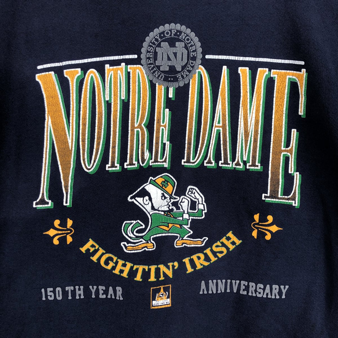 TEAM EDITION Notre Dame Fighting Irish College Character Sweatshirt, Made in USA cotton navy blue type Vintage Second Hand